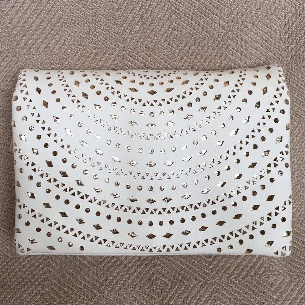 Perforated Metallic Clutch Crossbody
